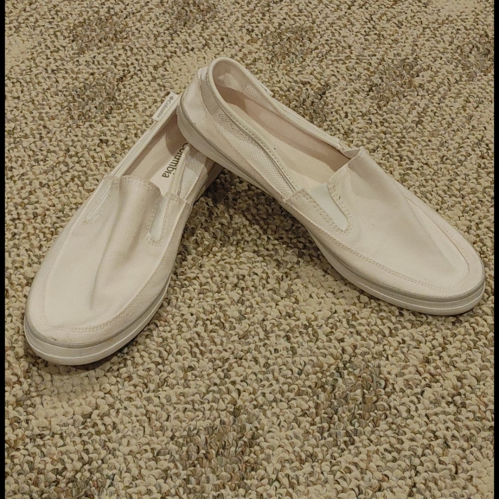 Columbia White SlipOn Casual Flat Shoes